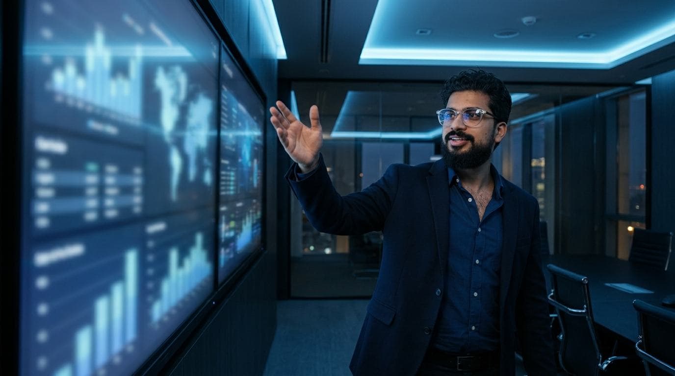 Muhammad Zain explaining a business dashboard